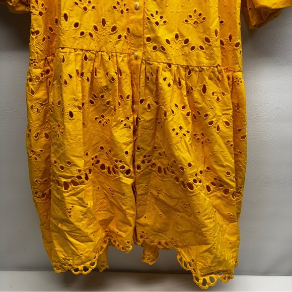 Anthropologie Tallulah Yellow Eyelet Dress size Large - Picture 3 of 12